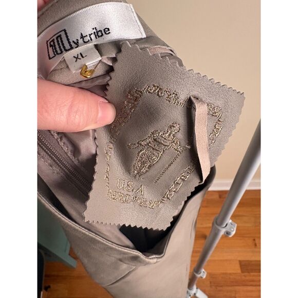 NWT My Tribe Gray Leather Front Midi Skirt XL Versatile Polished Timeless - Picture 4 of 5